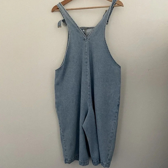 Vintage Cherokee Jean Shortalls Women’s Large Bermuda Shorts Garden Chore Boho - Picture 2 of 11